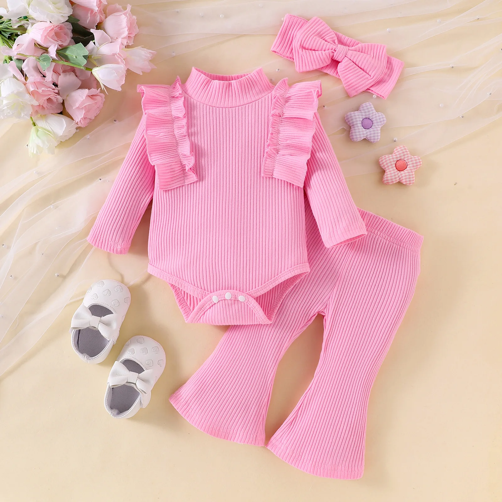 Pack 3 piezas para bebé niña – Top manga larga, falda y banda para el pelo - imagen 4