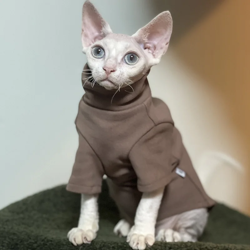 Sphynx-ropa para gatos de algodón suave para bebé, ropa para perros pequeños, disfraz de gato Cornish Devon, ropa para mascotas sin pelo, otoño e invierno - imagen 2
