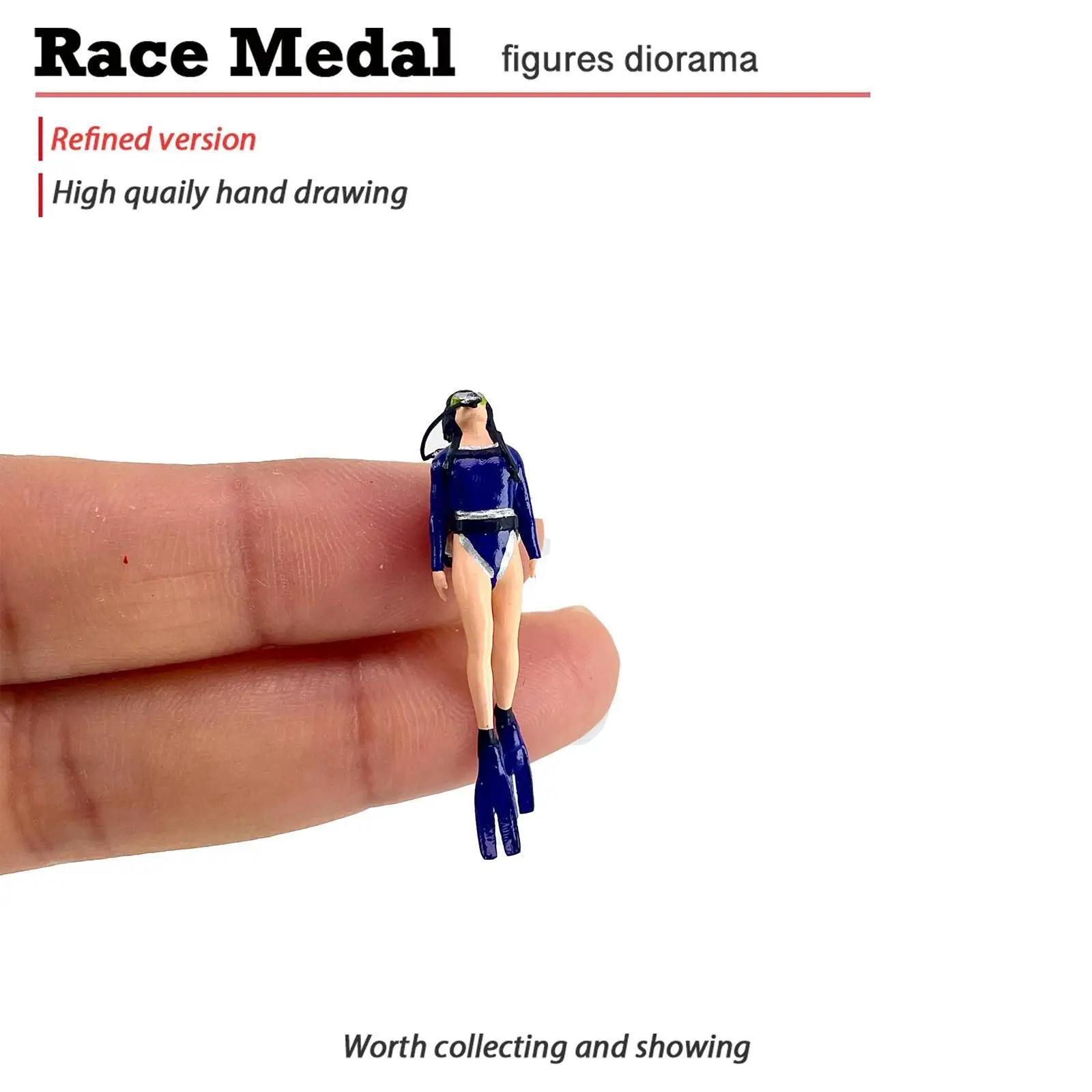 2x 1:64 Mermaid Diving Figures for Micro Landscape Photo Props Countertop