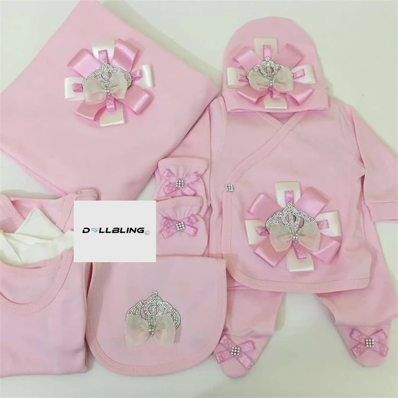 Ropa de bienvenida para bebé recién nacido, traje de boda para fotografía de bebé en casa, caja de regalo roja de Navidad, corona ostentosa, mameluco de ganchillo, conjunto de gorro - imagen 4