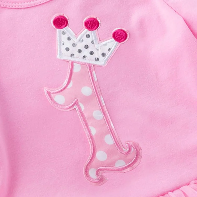 Vestido de princesa de 1er cumpleaños para niñas, conjunto de mameluco de retazos de tul de manga corta con diadema con lazo, conjunto de verano de 2 uds. - imagen 5