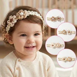 Diadema bebé con flores 3D y estampado leopardo suave