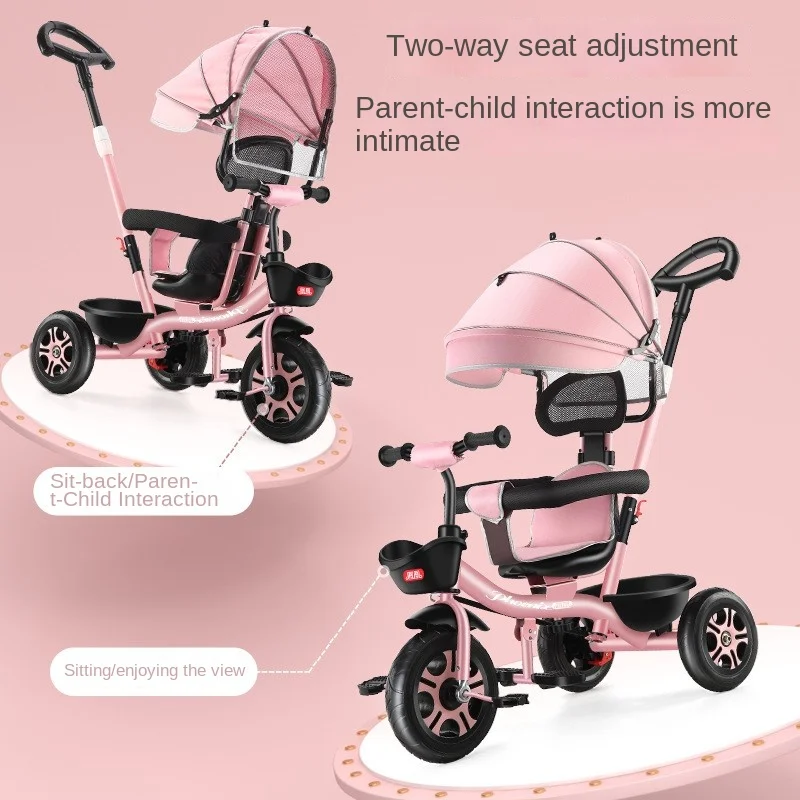 LazyChild Coche de pedales infantil tres ruedas pliable para niños 2-6 años - imagen 3