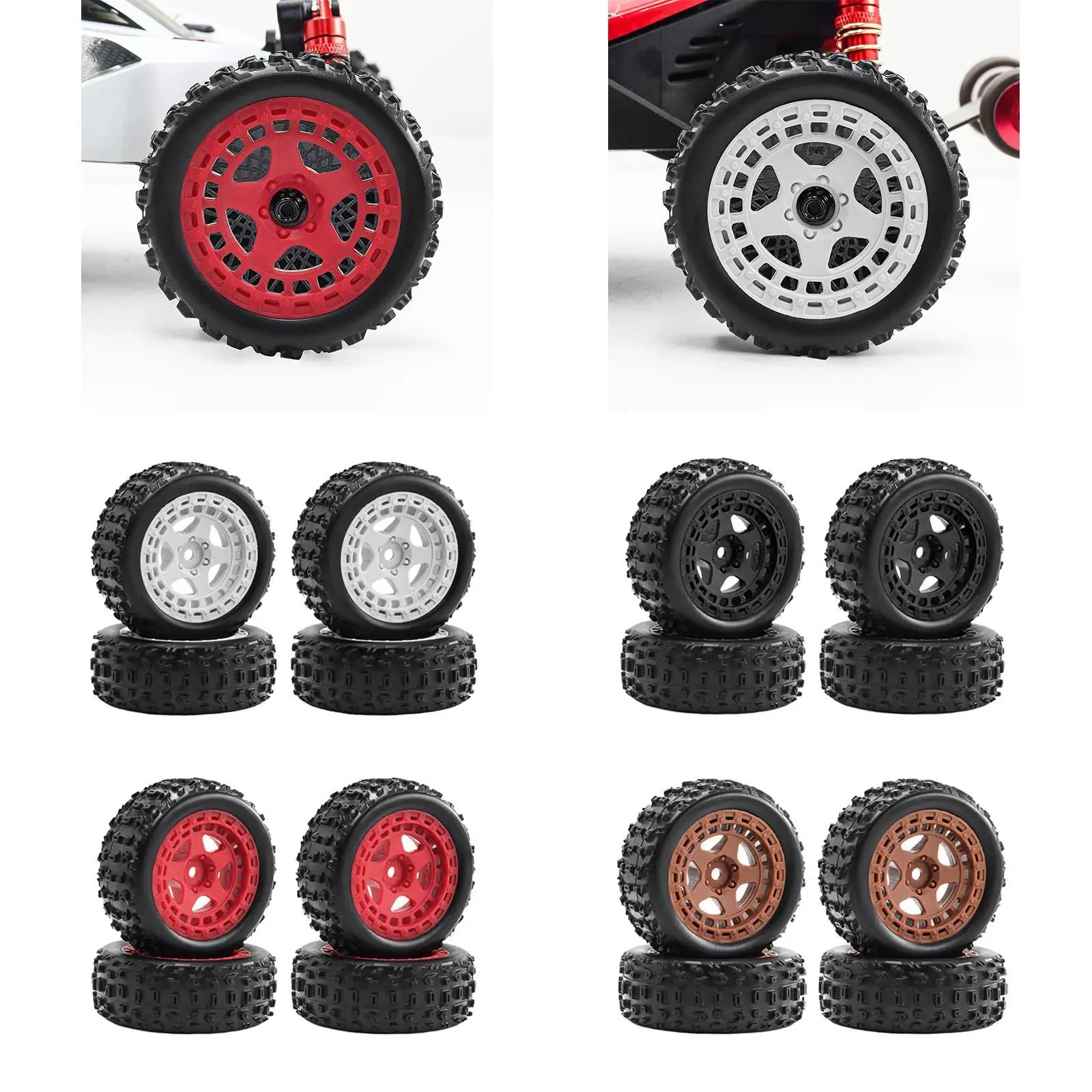 4Pcs Wheels and Tires 2.7x1inch for 1/18 2S 223S RC Truck Lightweight Sturdy