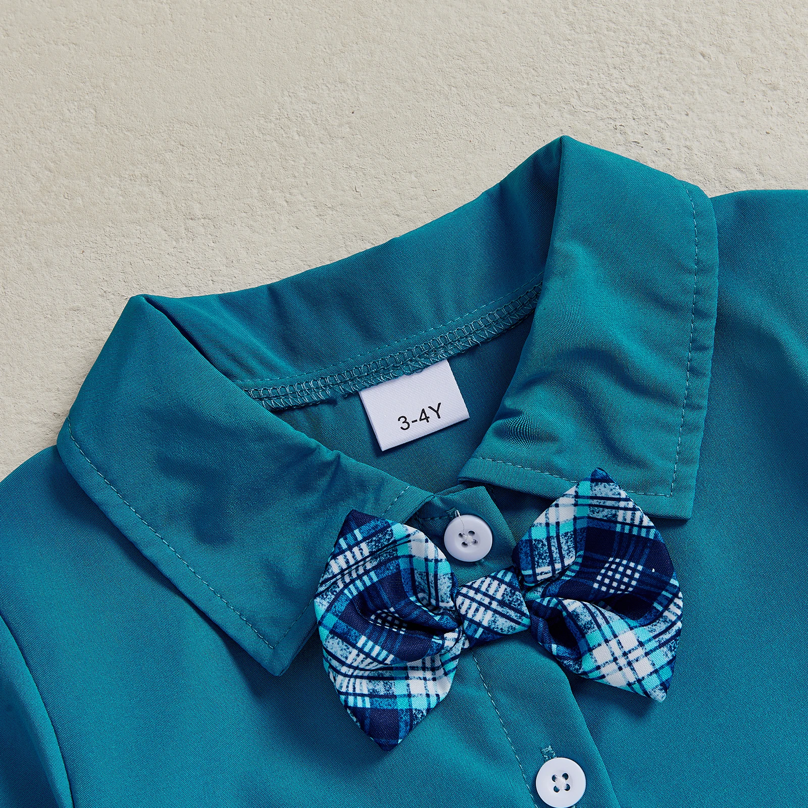 Conjunto formal de 2 piezas para niño pequeño, camisas con pajarita de manga larga y pantalones con tirantes - imagen 4