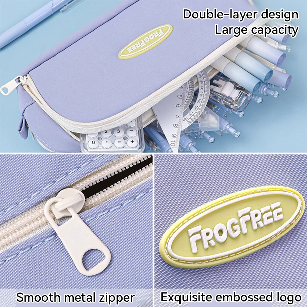 Bolsa de lápices coreana bonita, estuche de lápices de doble capa, estuche de lápices Simple de gran capacidad, papelería para estudiantes de escuela primaria de alto valor - imagen 5