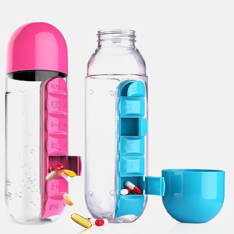 Organizador de pastillas con botella de agua portátil - imagen 5