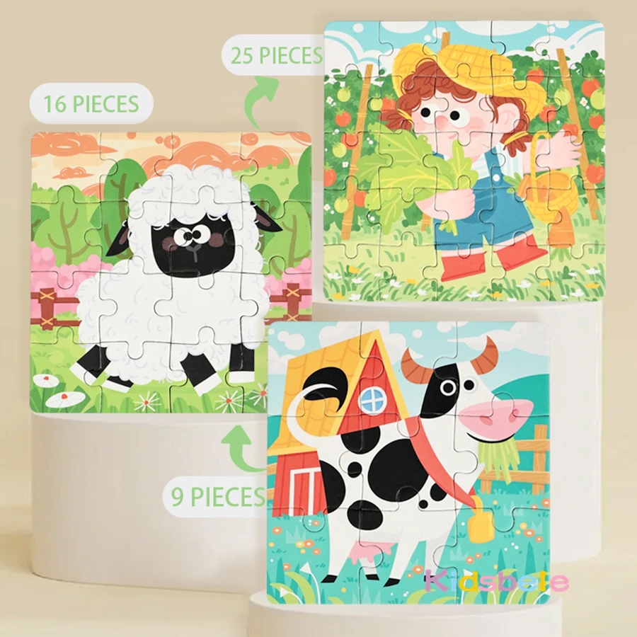 Rompecabezas magnético 3 en 1 de madera, juguete educativo Montessori, rompecabezas de desarrollo temprano para niños pequeños, regalo de Navidad, 9/16/25 piezas - imagen 3