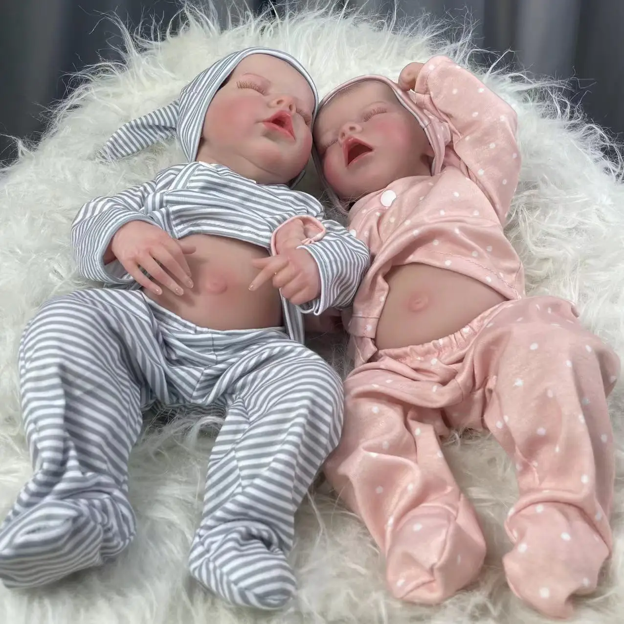 Muñeca Reborn gemelos de vinilo de silicona de 43CM, cuerpo lavable doble A & B, piel 3D, venas visibles, muñeca artística coleccionable para niños - imagen 3