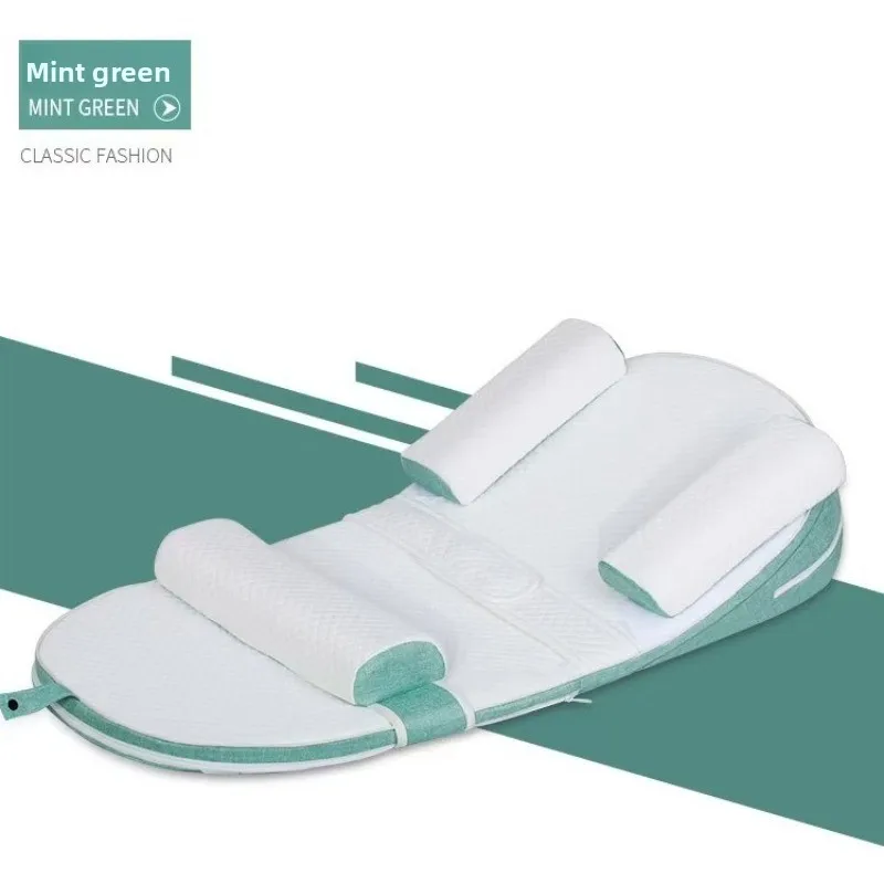 Almohada de alimentación para recién nacido, soporte ajustable para pendiente y columna vertebral, sin estrangulamiento, portátil, transpirable, lavable, certificado seguro - imagen 2