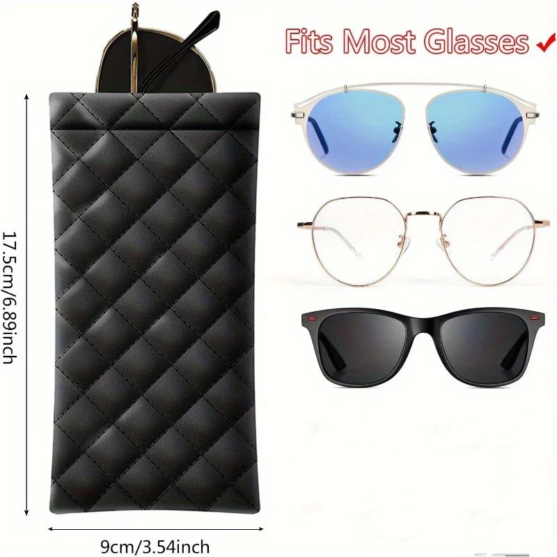 Estuche portátil para gafas exprimido, bolsa suave de cuero PU para gafas, funda para caja de almacenamiento de gafas para teléfono portátil - imagen 3