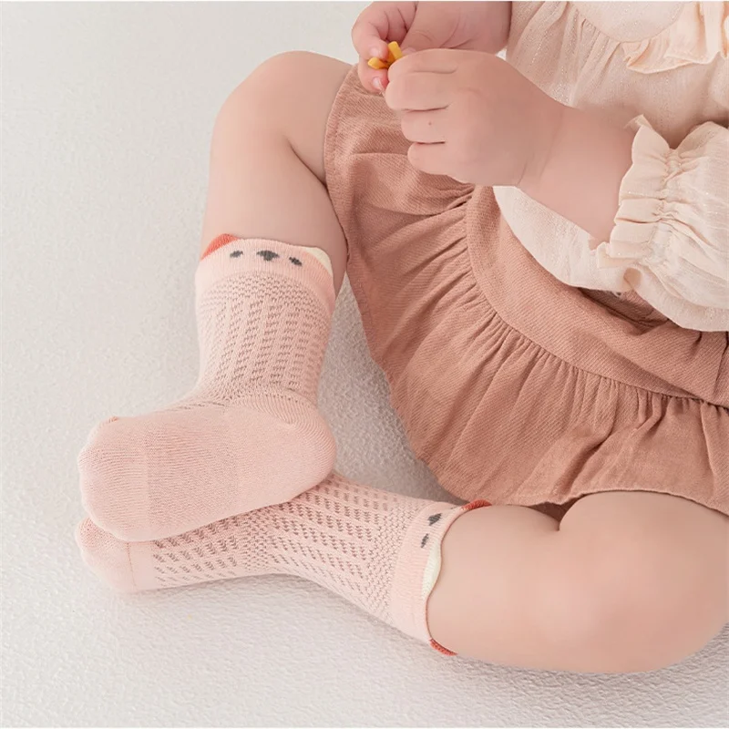 3 par/lote de calcetines cortos para recién nacidos de 0 a 5 años, bonitos accesorios de ropa infantil de malla de algodón fino de verano para bebés y niños - imagen 4