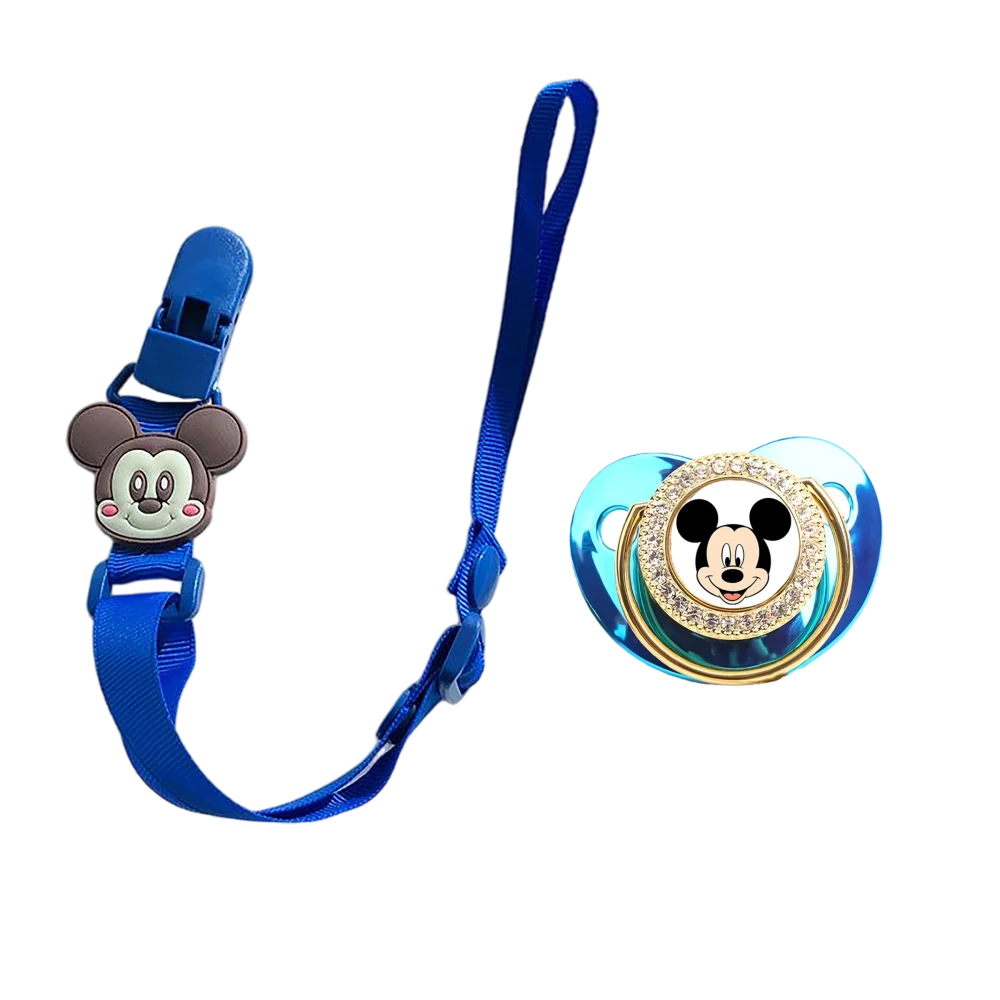 Chupete de bebé de 0 a 18M, clip de cadena, cristal brillante, masticable oral, boca de juego, chupete lujoso para recién nacido, tetina de alimentación de dibujos animados para bebé