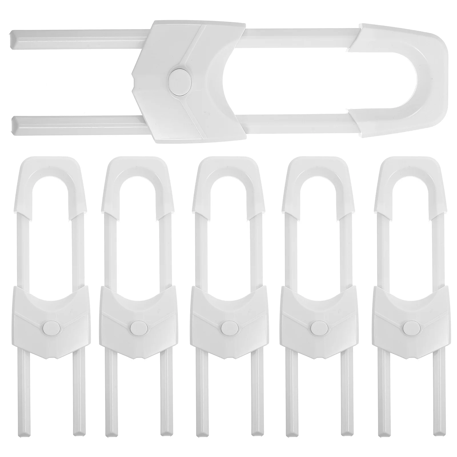 6 uds gabinete de seguridad de plástico a prueba de niños cerraduras de seguridad en forma de U pestillos para cocina cerraduras de gabinete de bebé duraderas en forma de U - imagen 2