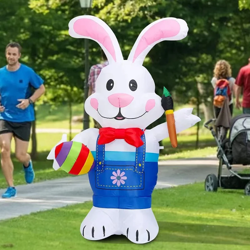 Juguetes inflables de huevos de conejo de 1,8 M y 6 pies, pincel luminoso, decoración de Pascua con muñeco de conejito LED, modelo inflable, decoración de jardín - imagen 2