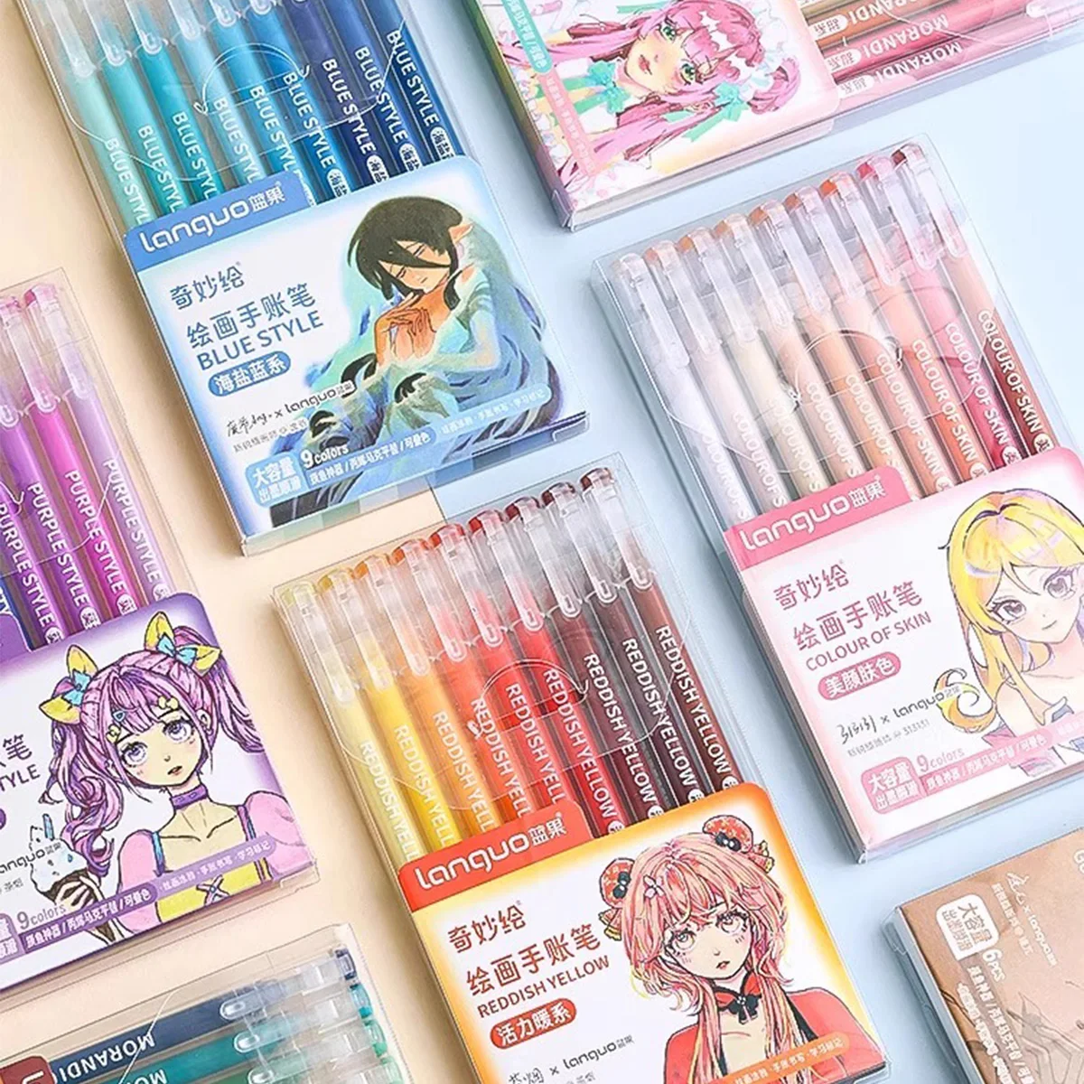 Juego de 6/9 Uds de bolígrafos de Gel Languo Morandi de 0,5mm, juego de Pastel Kawaii para estudiantes, diario, álbum de recortes, bolígrafo de pintura y dibujo, suministros escolares - imagen 2