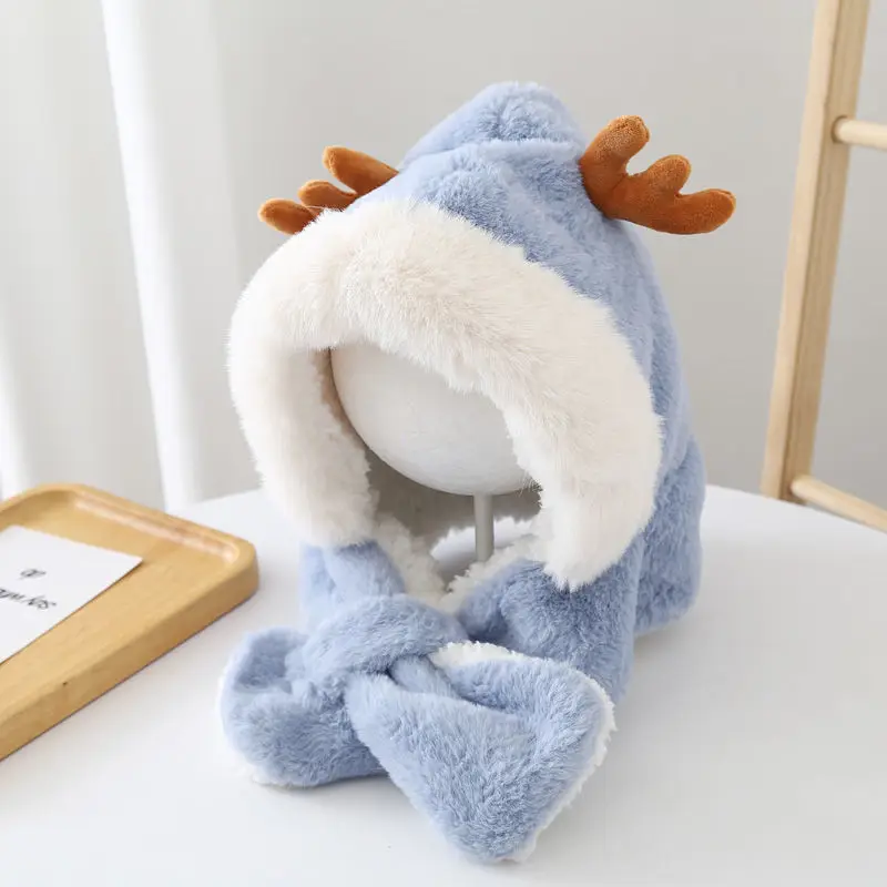 Gorro bebé forro polar con bufanda y orejas suaves de invierno - imagen 2