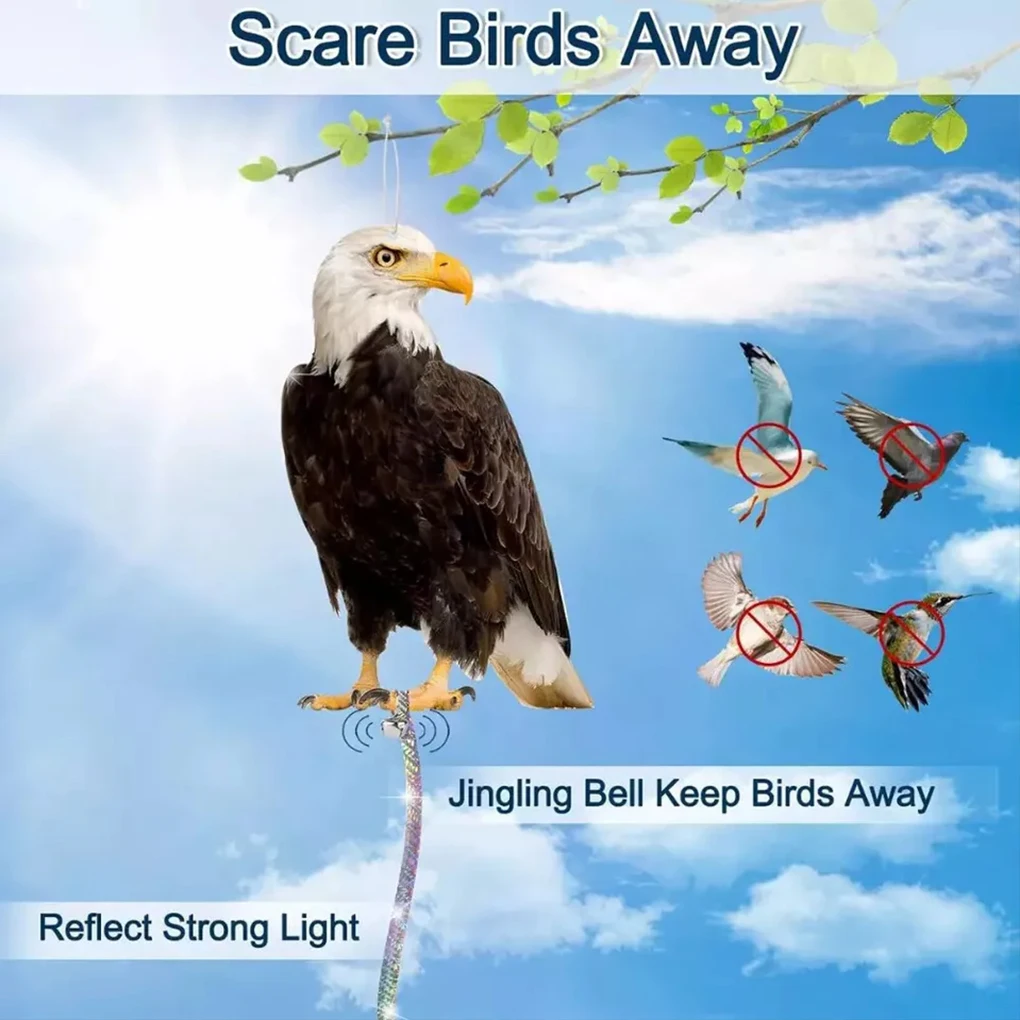 2 uds repelente de aves espantapájaros búho espantapájaros colgante repelente de aves campana Pastoral huerto espantapador colgante decoración de jardín al aire libre - imagen 3