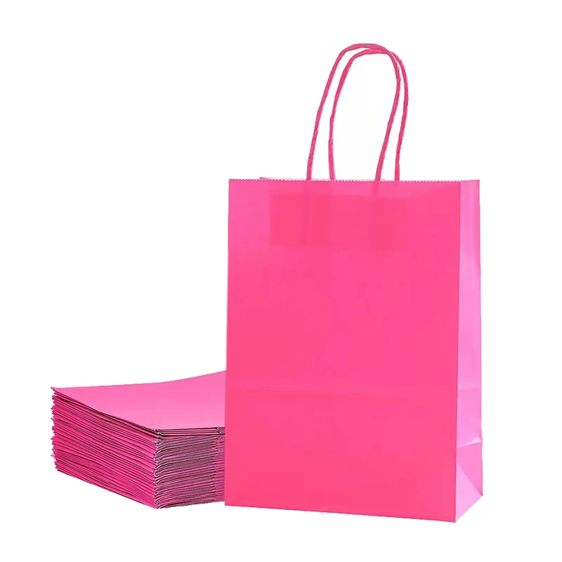  Bolsas de papel de mano, bolsas de compras de papel Kraft, bolsa de dulces de regalo, decoración para fiesta de boda, Festival de colores, regalo TMZ, 6/12/24 Uds. - imagen 4