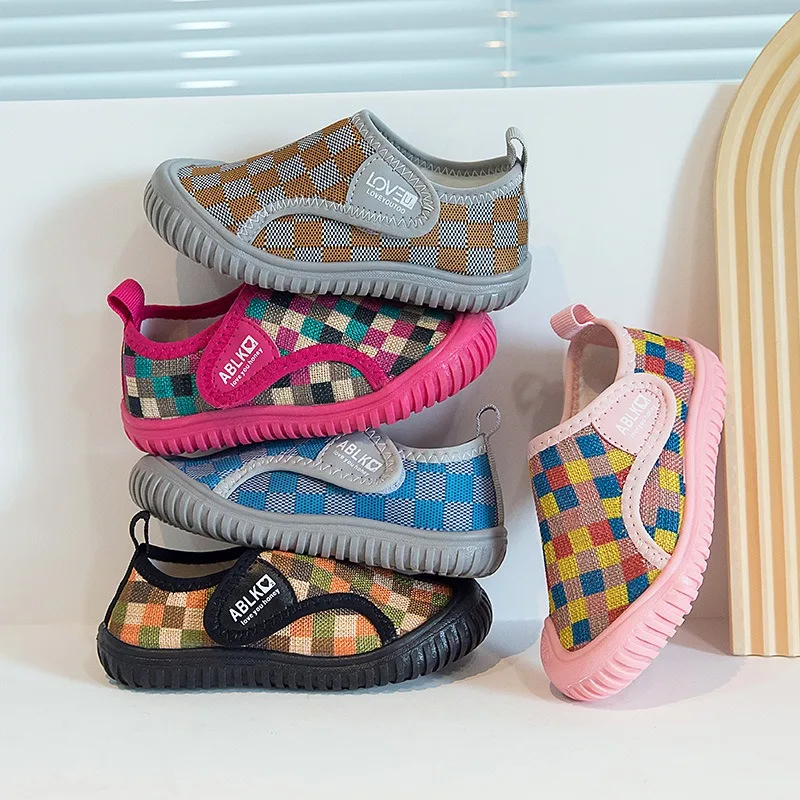 Zapatos para bebés y niños, zapatos informales a cuadros para niños, zapatillas cómodas de malla para niños, zapatos antideslizantes de suela blanda para niños pequeños - imagen 2