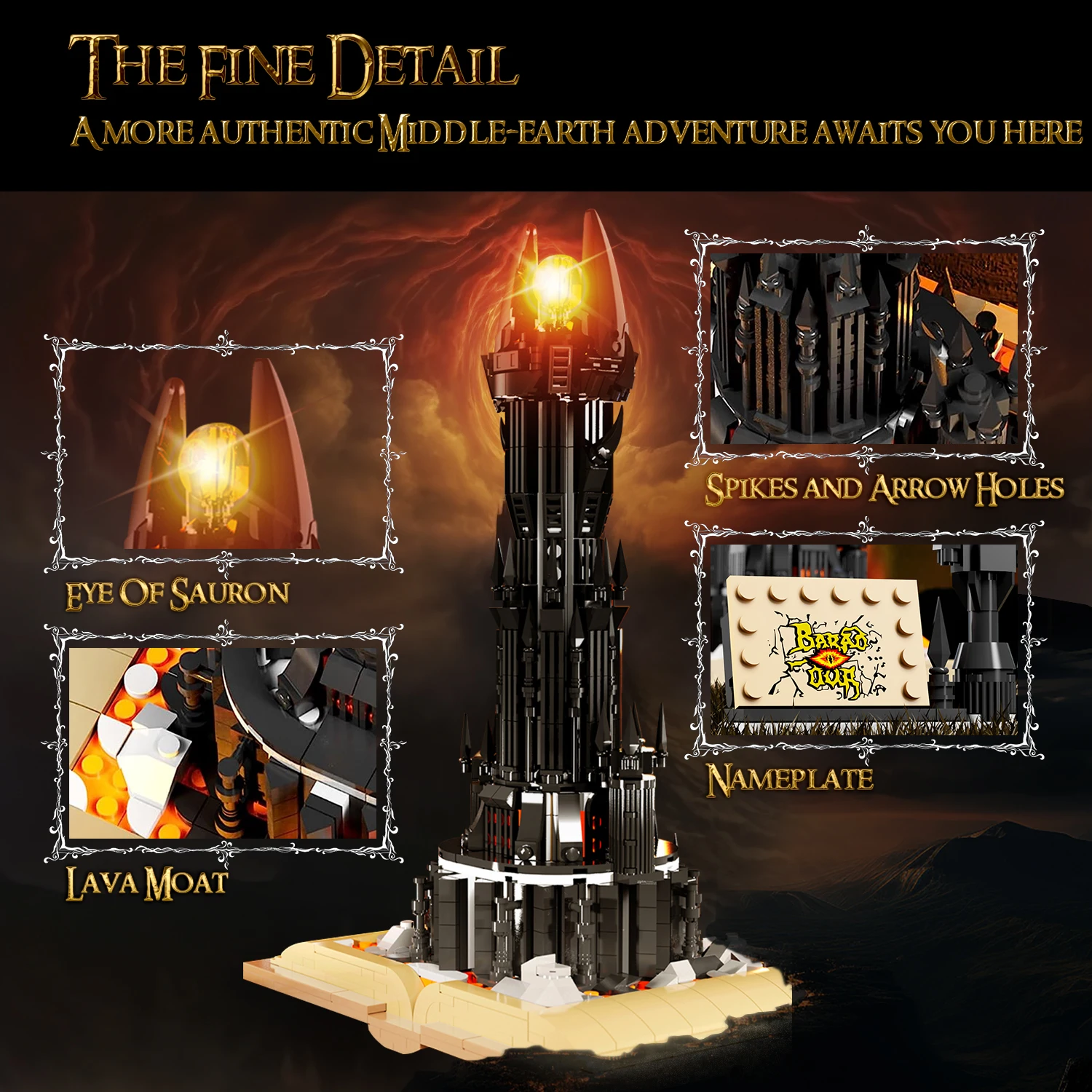 966 Piezas de Bloques de Construcción de Libro Mágico de la Torre Negra, Modelo de Castillo de Magia Oscura, Ladrillos de Ensamblaje con Luces, Juguetes Educativos para Niños, Regalos - imagen 4