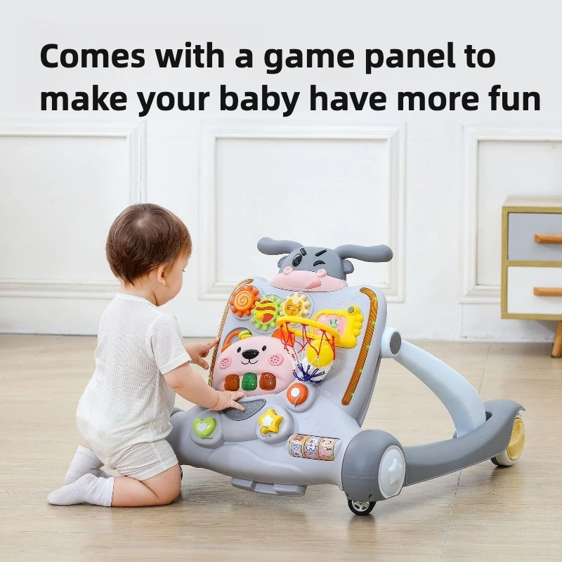 O자형 다리 방지 아기 보행기 - 6-18개월 접이식 푸시카트, 다기능 미끄럼 방지 디자인, 보행 보조 장난감 및 접이식 - imagen 4