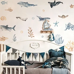 Vinilos pared tiburón dibujos animados decoración habitación infantil