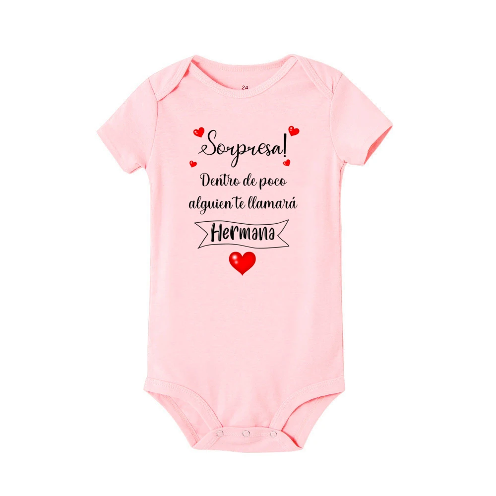 Sorpresa primero alguien te llamará hermana mono infantil anuncio de embarazo mameluco recién nacido bebé revelar ropa para hermana - imagen 5