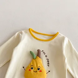 Mono bebé primavera con estampado de pera para niña