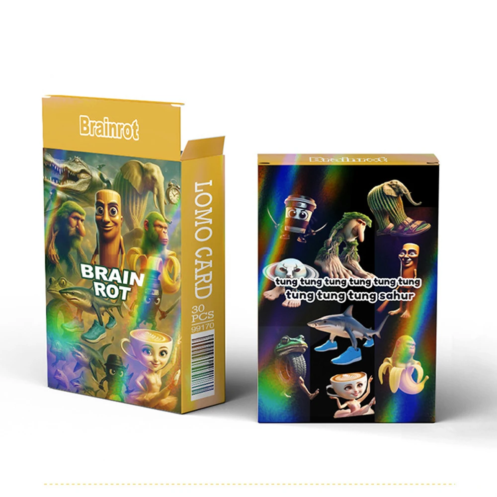 30 Uds. Tarjetas italianas de Brainrot, tarjetas divertidas de álbum de Brainrot, Tralalero Tralala, bailarina, capuchino, regalos de colección de tarjetas Flash - imagen 5