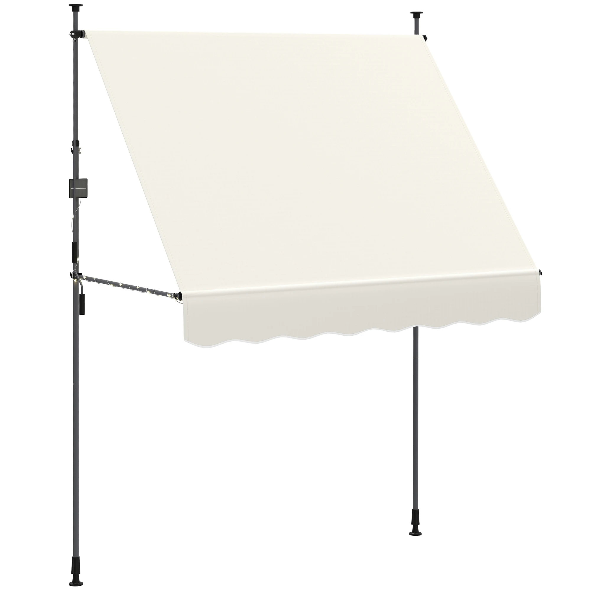 Outsunny Toldo Manual Retráctil 2x1,2 m Toldo Exterior Terraza Enrollable Altura Ajustable con Manivela 210-310 cm Protección UV30+ Sin Taladro para Jardín Balcón Patio Crema - imagen 2