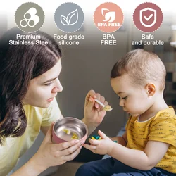 Set baberos acero inoxidable y silicona para bebé - Libre de BPA