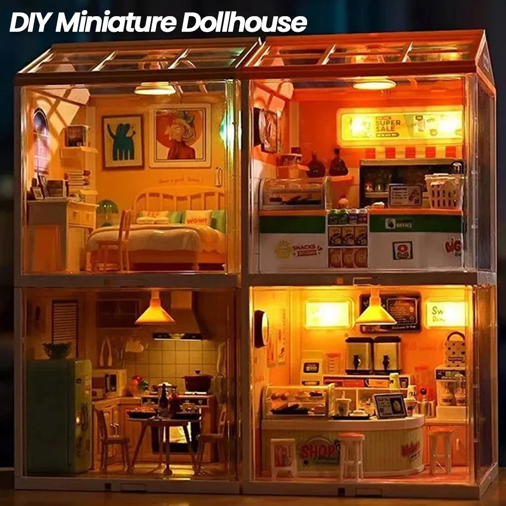 Kit artesanal casa de muñecas con muebles para habitación infantil - imagen 2