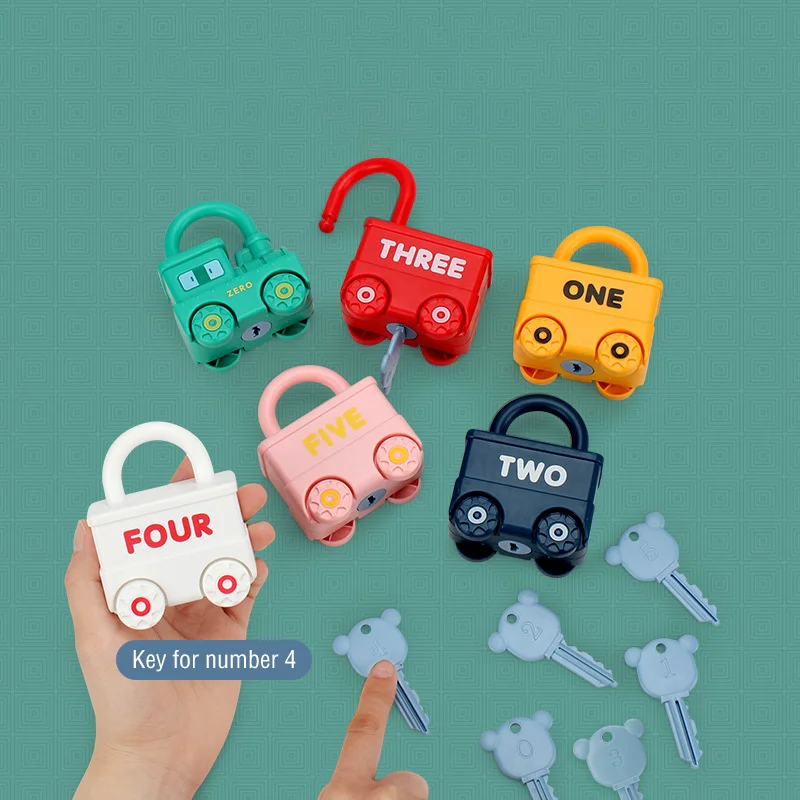 Juego de juguetes de desbloqueo para niños, cerradura de coche, letras educativas Montessori a juego, juguetes de matemáticas para el hogar y la escuela, cognición de palabras para bebés - imagen 5