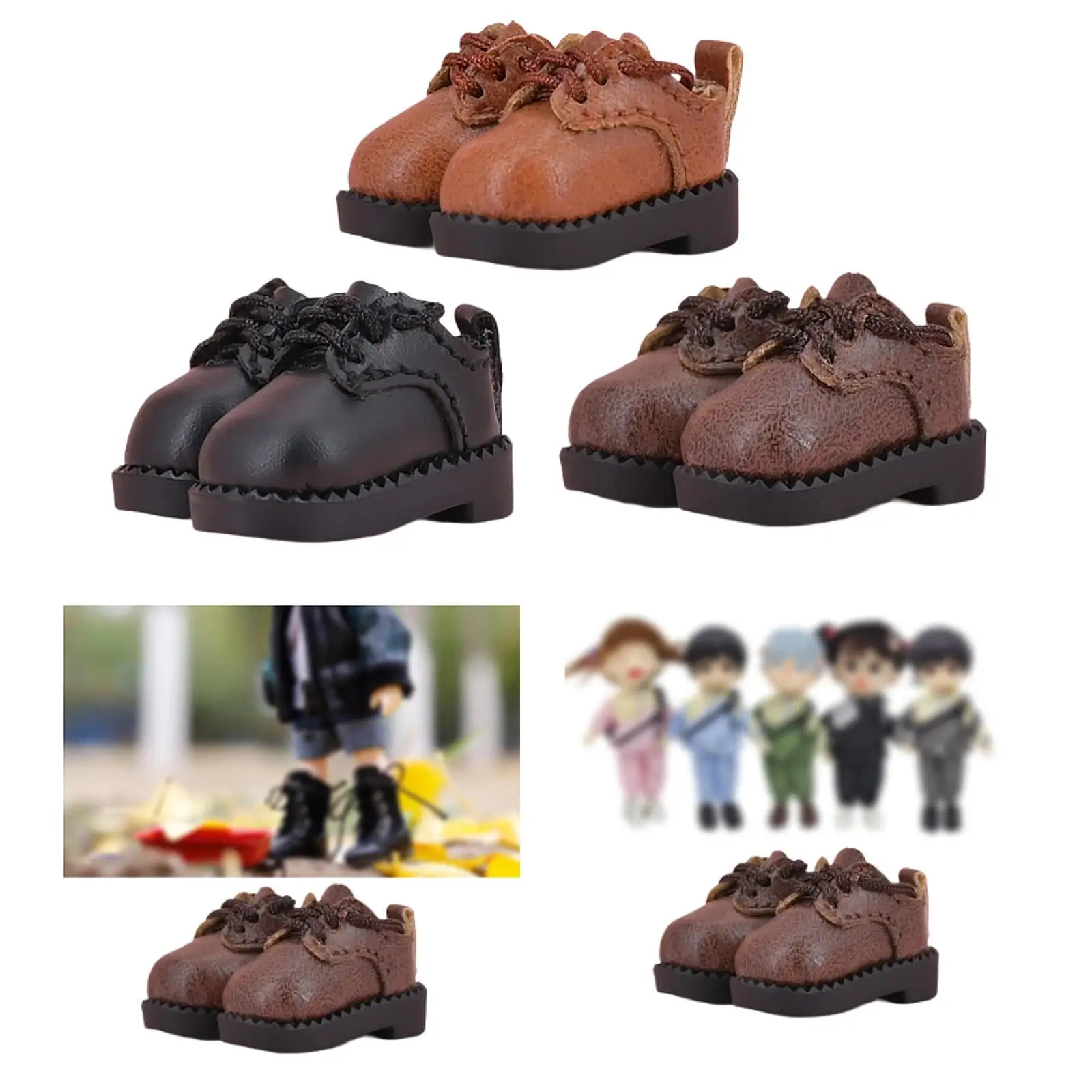 Doll Shoes Dress up Toy for 1/12 Doll Stylish Handmade Girl Gifts Soft Scene Photo Prop Daily Wear Fashion Doll Lace up Shoes