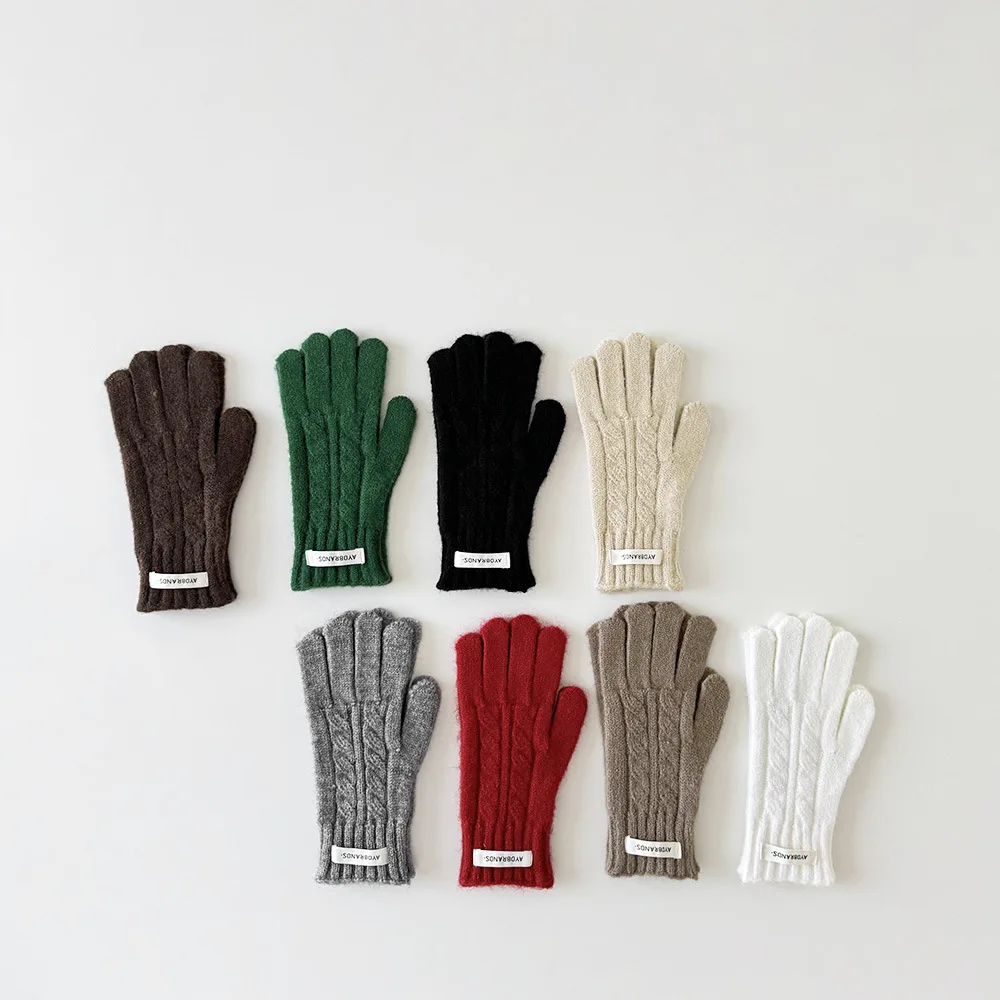 Guantes para niños, guantes de invierno coreanos de tela con cinco dedos, guantes cálidos para niños y niñas, accesorios para mitones para niños