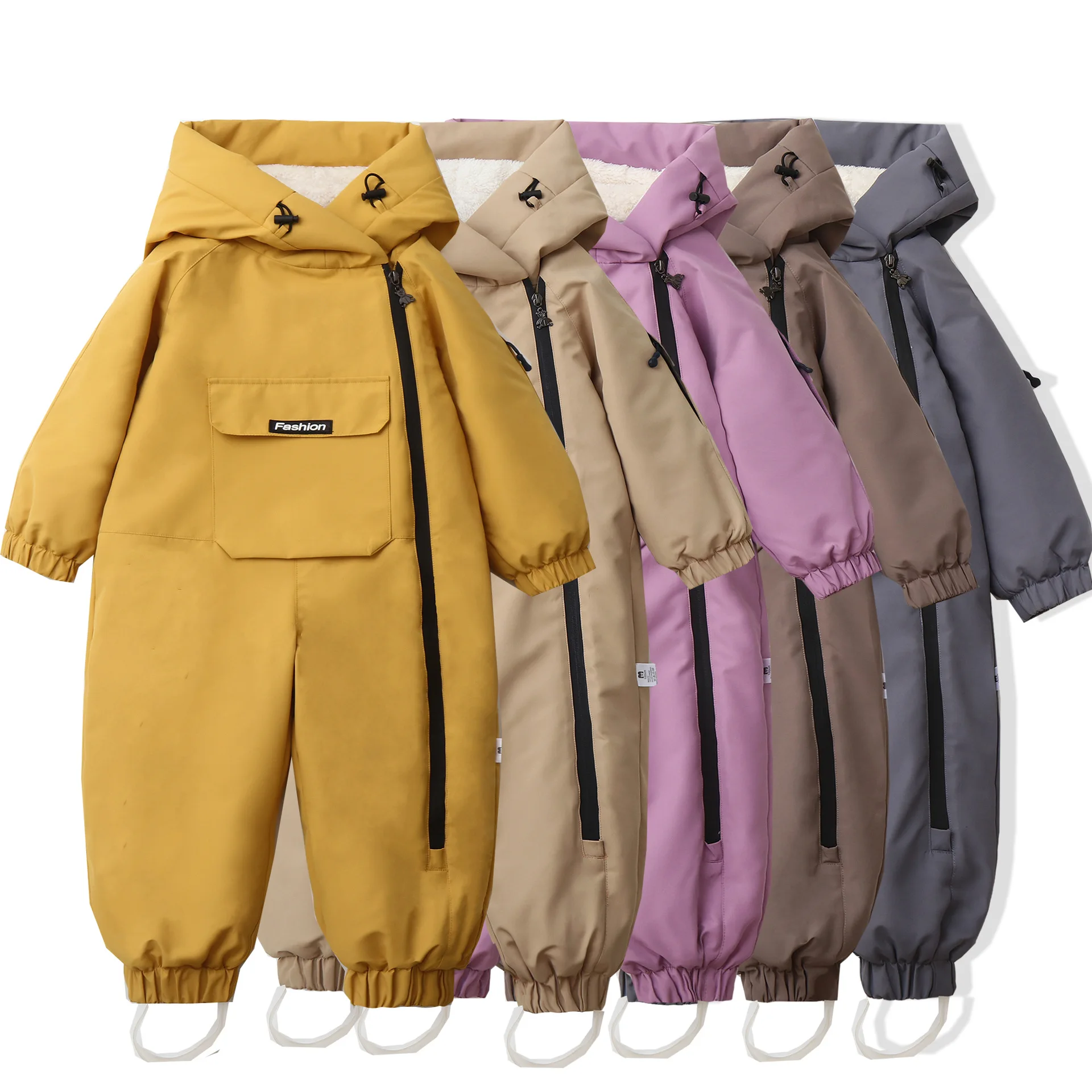 Ropa de invierno para bebés de 2 a 5 años, forro de piel cálido, traje para la nieve para niños, peleles de esquí a prueba de viento para bebés, monos para niñas