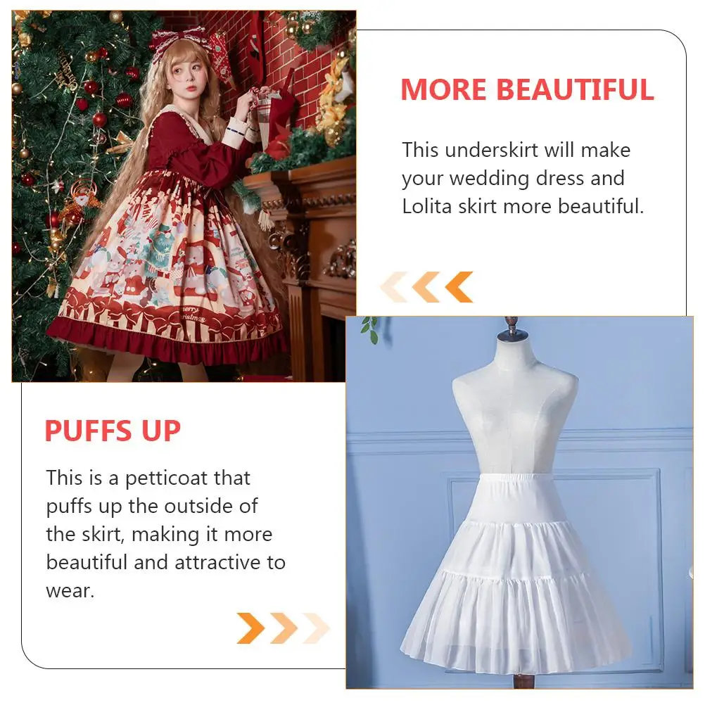 Enagua de gasa para mujer, falda blanca con burbujas, vestido de Lolita, tutú en capas con anillo de acero ajustable - imagen 5