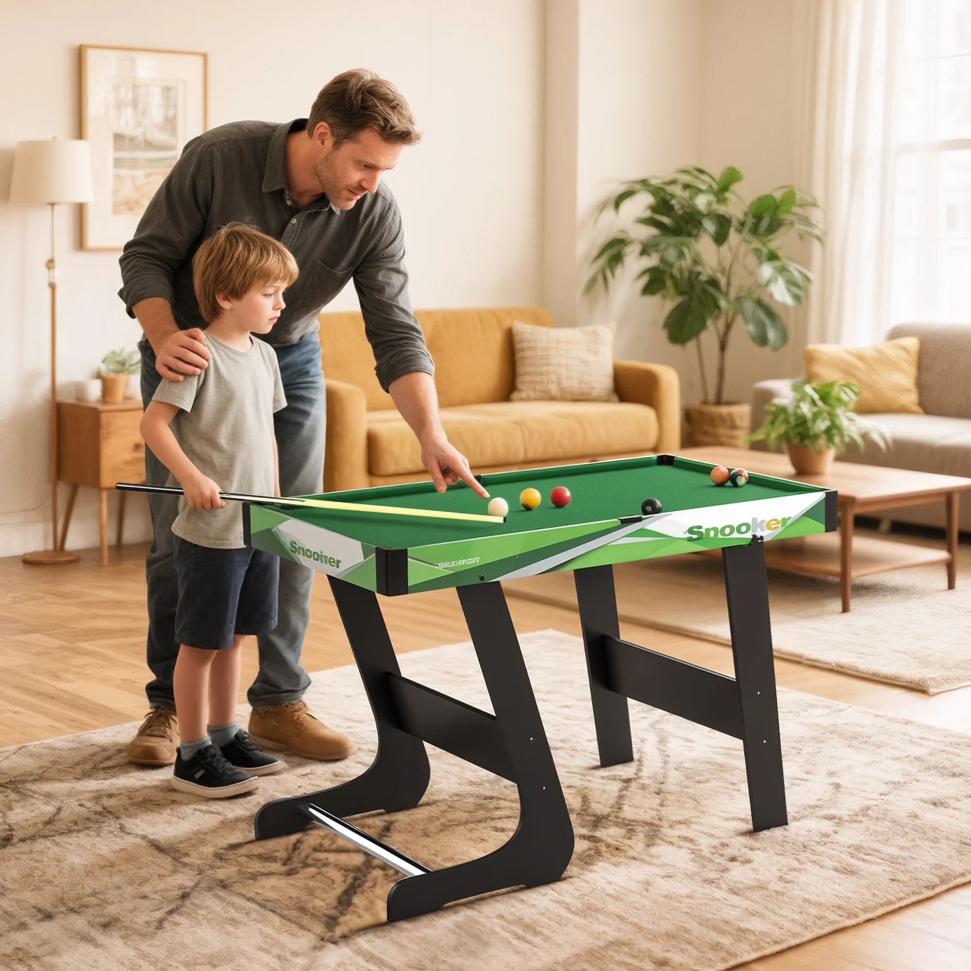 SPORTNOW Mesa de Billar Plegable 104 cm, con Accesorios Incluye 16 Bolas, 2 Tacos, Tiza, Triángulo y Cepillo, Mesa de Billar Portátil para Niños y Adultos, Verde - imagen 2