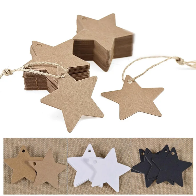 Etiquetas de regalo estrella en papel kraft - imagen 5