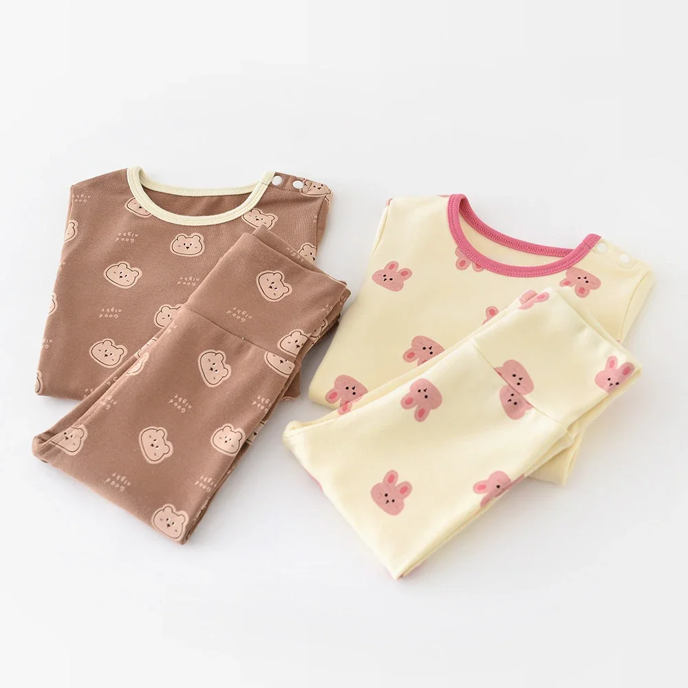 Traje de pijama para bebé de 9m -3T, ropa para dormir con estampado de cabeza de conejo, nueva ropa para dormir de otoño, ropa interior para niñas - imagen 3