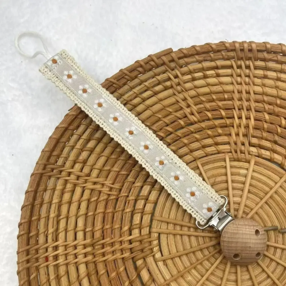 Nueva cadena de chupete de madera, colgante con estampado de flores, soporte para pezones, cuidado de los dientes, mordedor de calidad alimentaria, uso colgante - imagen 3