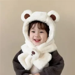 Gorro peluche con bufanda para bebés – Protección orejas invierno