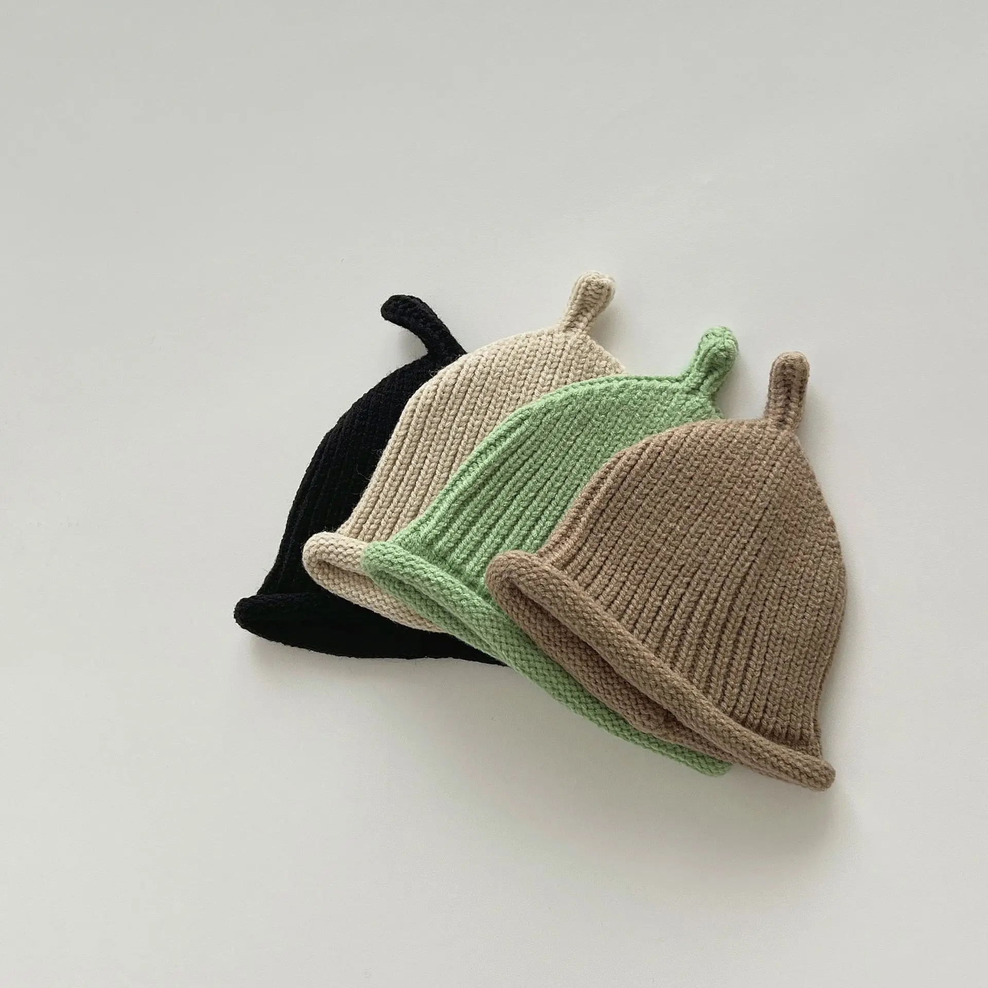 Gorro de punto para bebé, gorro de lana de Color sólido para niños y niñas, gorro de ganchillo cálido para invierno, gorros bonitos para niños de 3 a 24M - imagen 4