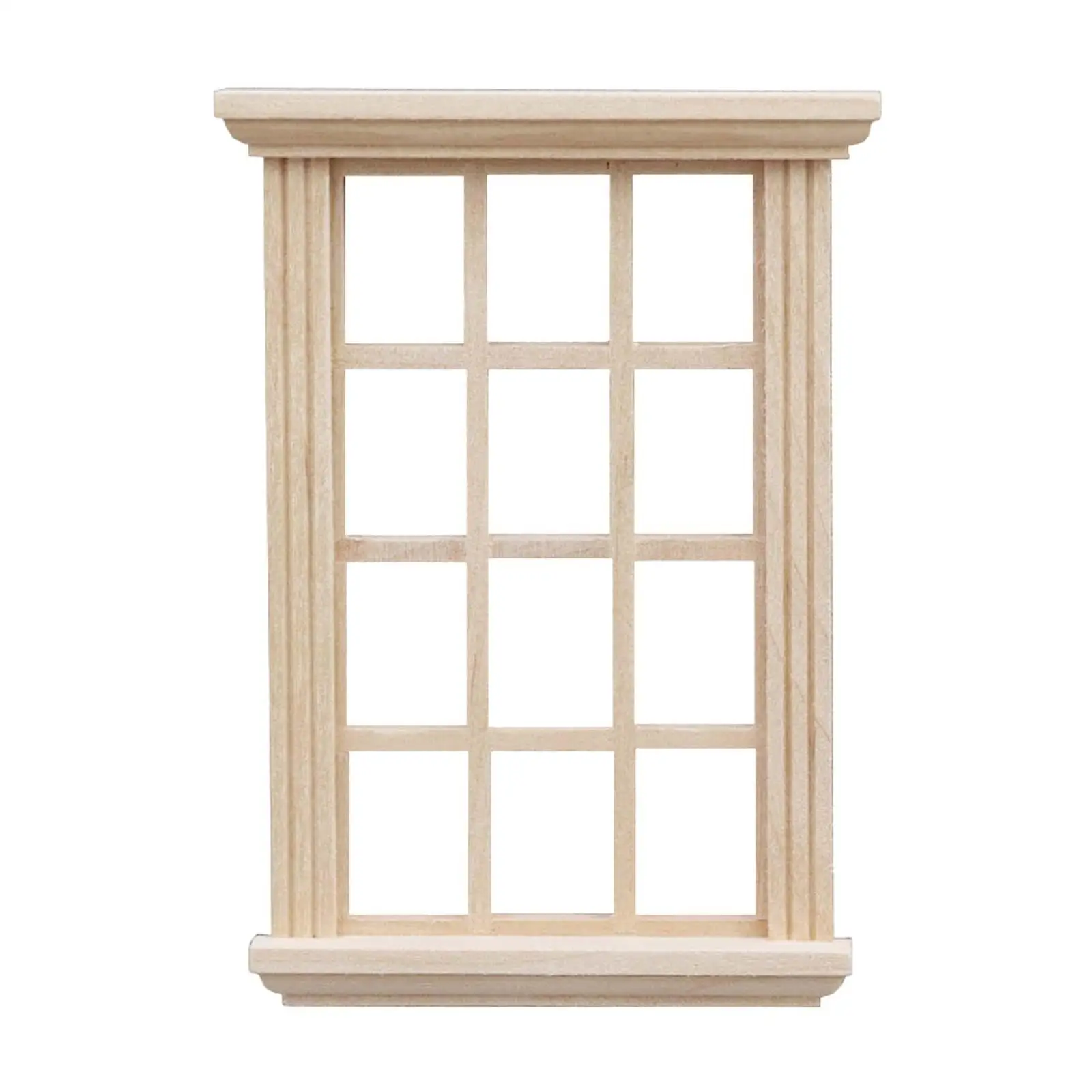 Ventanas de casa de muñecas de madera a escala 1/12, marco de ventana en miniatura hecho a mano, accesorio de decoración de muebles para casa de muñecas - imagen 5