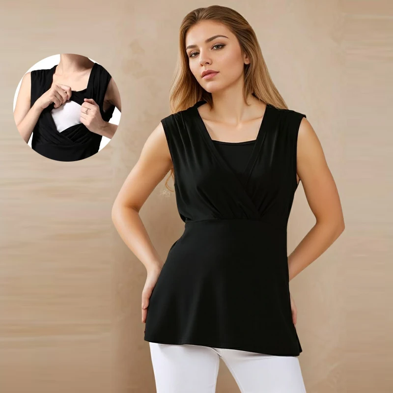 Ropa de maternidad de verano, camisetas, camisola de lactancia, camisetas sin mangas para mujeres embarazadas, camisetas sin mangas de lactancia, chaleco de lactancia