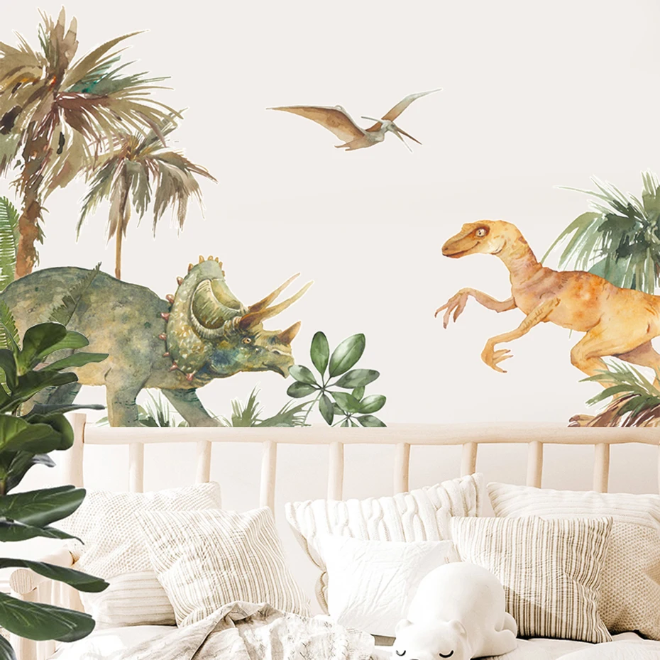Pegatinas de pared Triceratops - Acuarela para habitación infantil - imagen 2