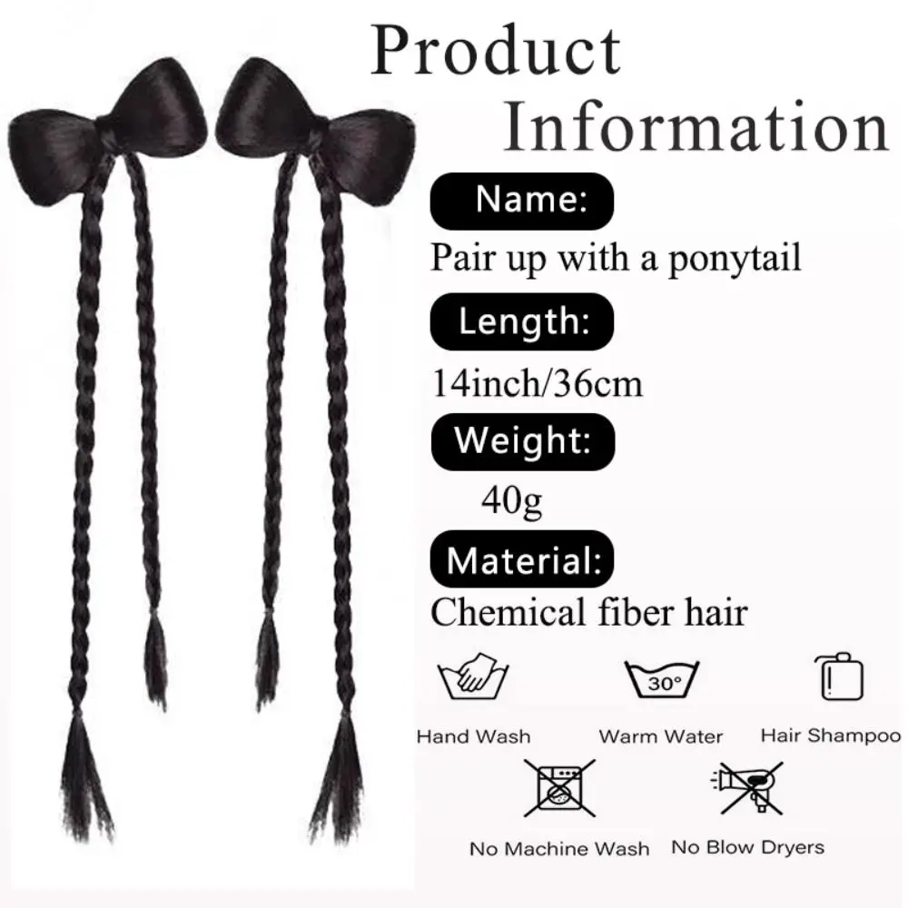 Peluca de trenzas con lazo para niña – Estilo moderno - imagen 5