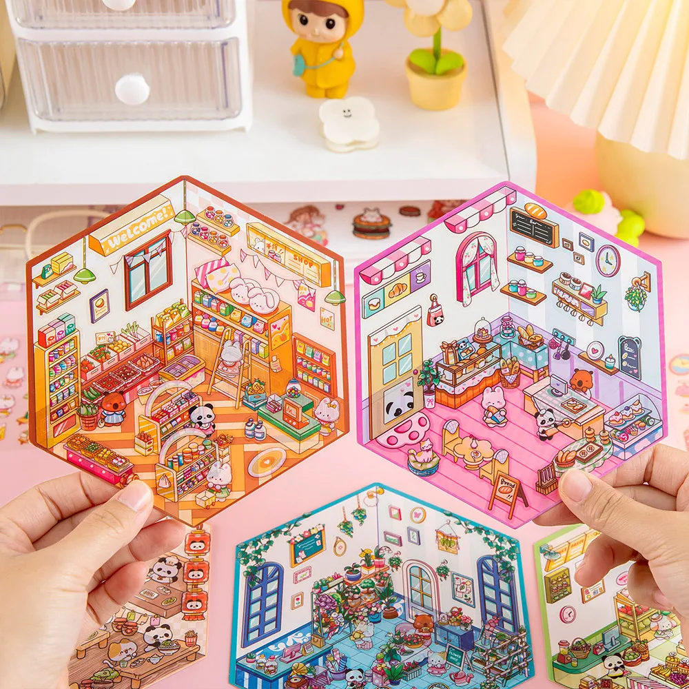 Pegatinas 3D cabañas y tiendas de campaña para niños - imagen 3