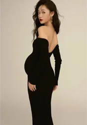 Vestido de maternidad largo de punto sin espalda para sesión